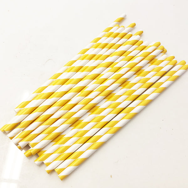 Straws Striped Yellow