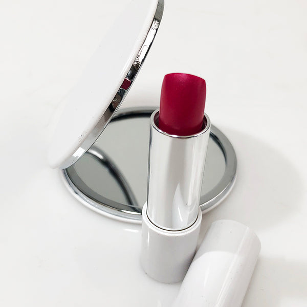 Lipstick & Compact Set White Leather