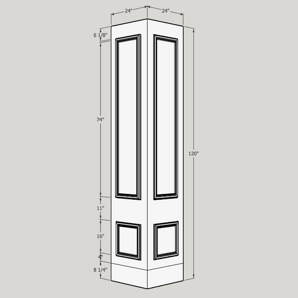 Raised panel Corner 120 x 24 x 24