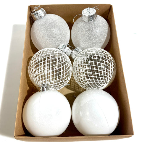 Ornaments Silver & White Sparkle