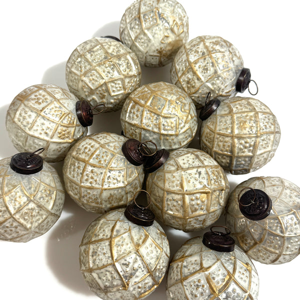 Ornament Set Silver Mercury Glass