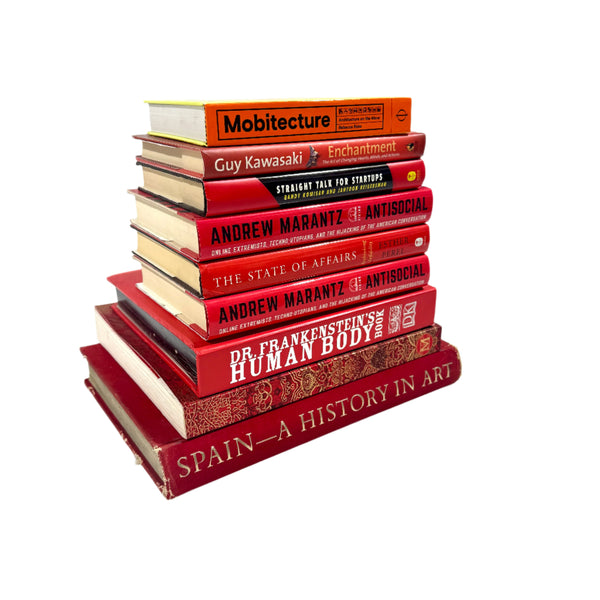 Books Stack Bright Red