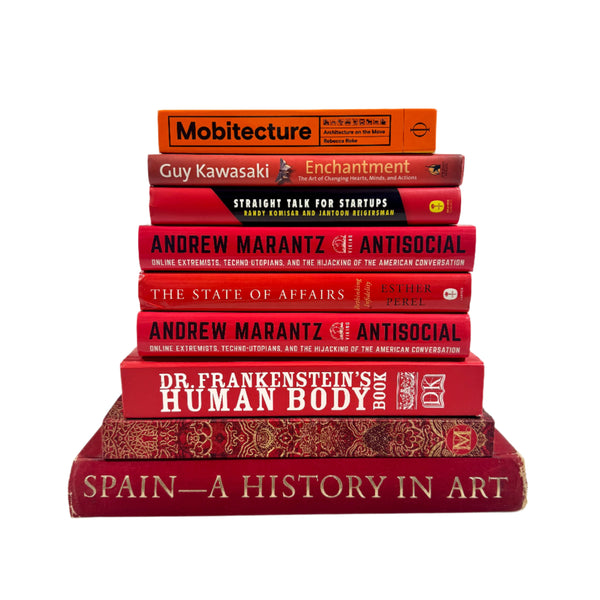Books Stack Bright Red