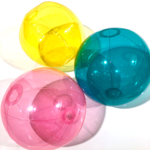 Set of 3 clear colorful beachballs