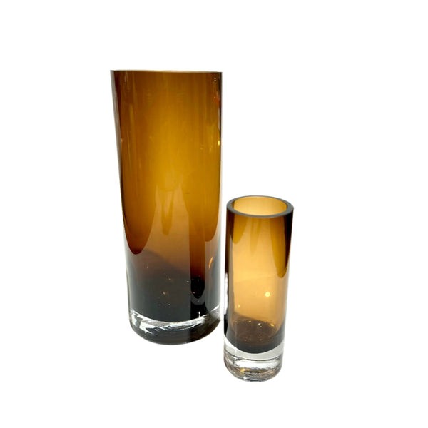 Orange glass vase pair