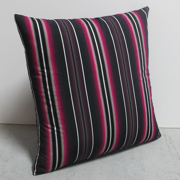 Pink & Black 17 x 17 Striped Pillow