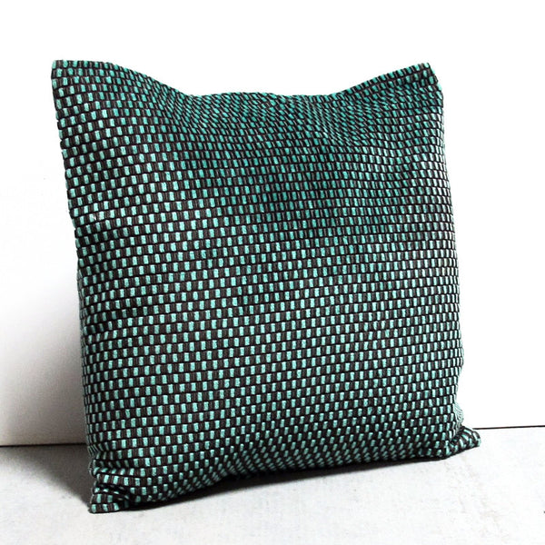 Teal 16 x 16 Checked Pillow