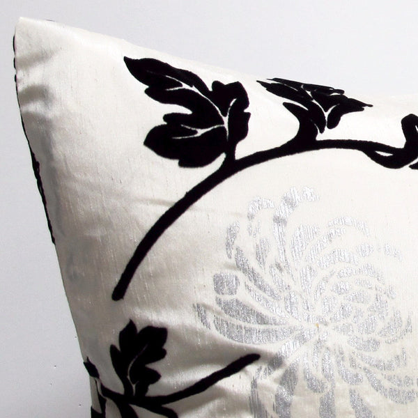 White 25 x 25 Silk Flower Pillow