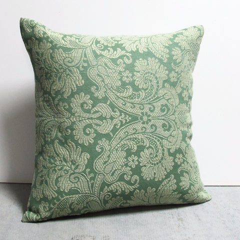 Green 24 x 24 Damask Pillow