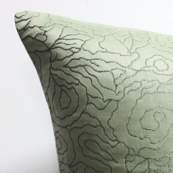 Green 25 x 25 Silk Flower Pillow