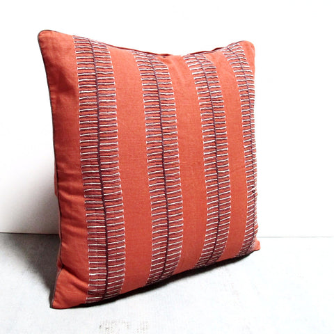 Orange 25 x 25 Purple Line Pillow
