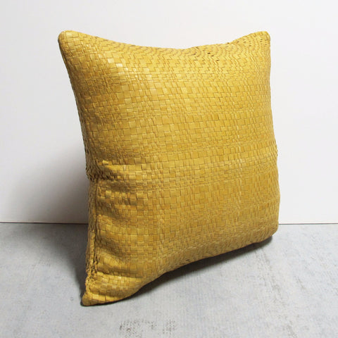 Yellow 23 x 23 Leather Pillow