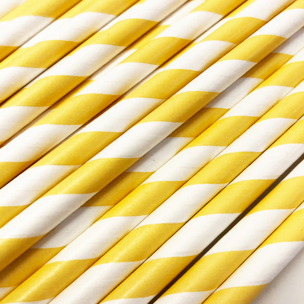 Straws Striped Yellow