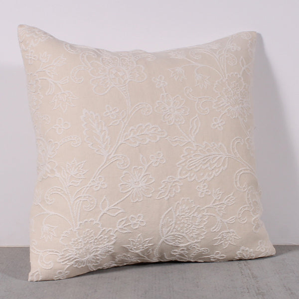 White 21 x 21 Embroidered Cream Pillow