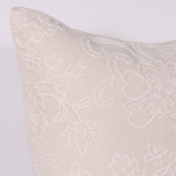 White 21 x 21 Embroidered Cream Pillow
