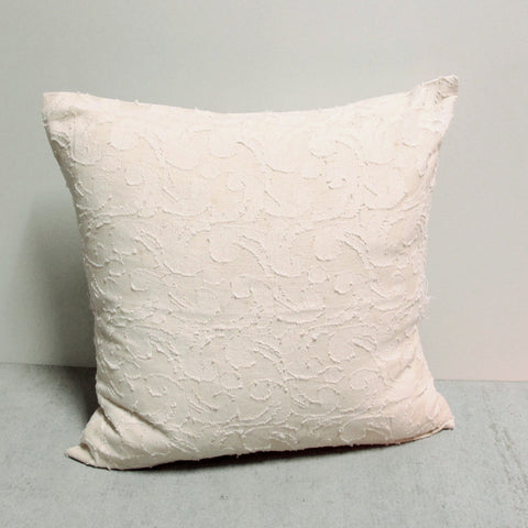 Cream 20 x 20 Raised Flowered Pillow