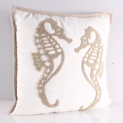 White 18 x 18 Seahorse Pillow