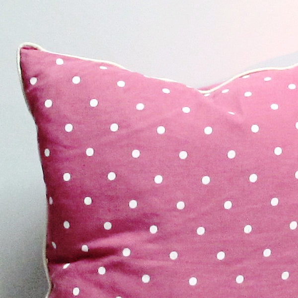 Pink 22 x 22 Polkadot Pillow