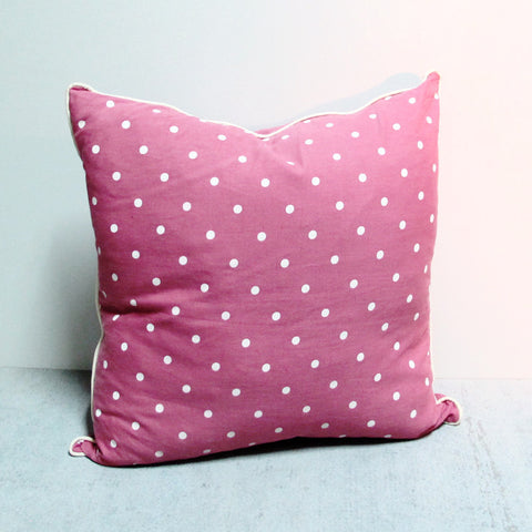 Pink 22 x 22 Polkadot Pillow