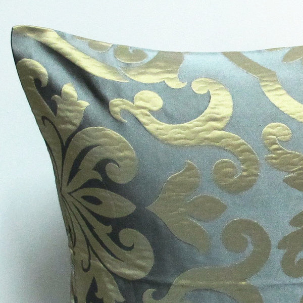 Blue & Gold 16 x 16 Damask Pillow