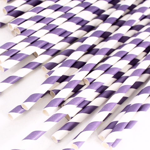 Straws Purple Candy Striped