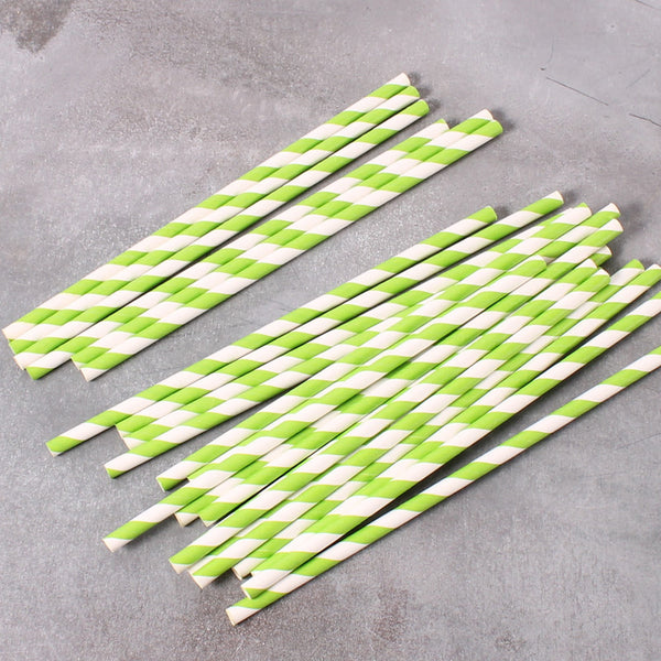 Straws Light Green Candy Striped