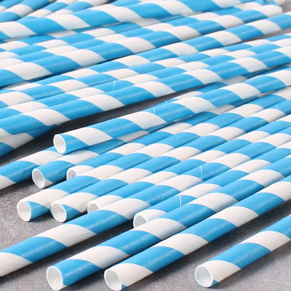 Straws Blue Candy Striped
