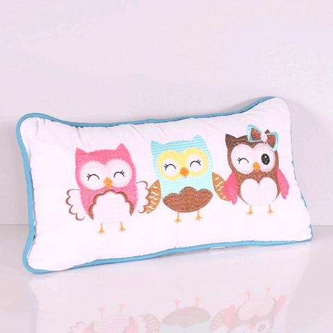 White 16 x 8 Owls Pillow