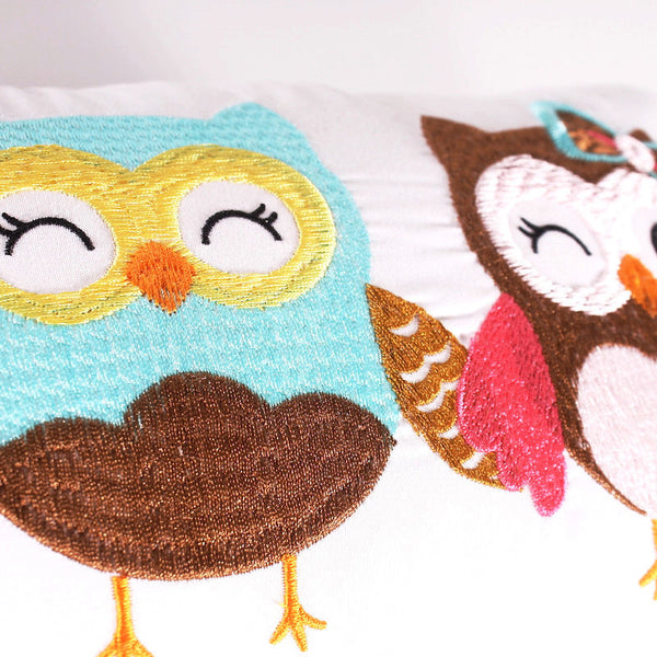 White 16 x 8 Owls Pillow