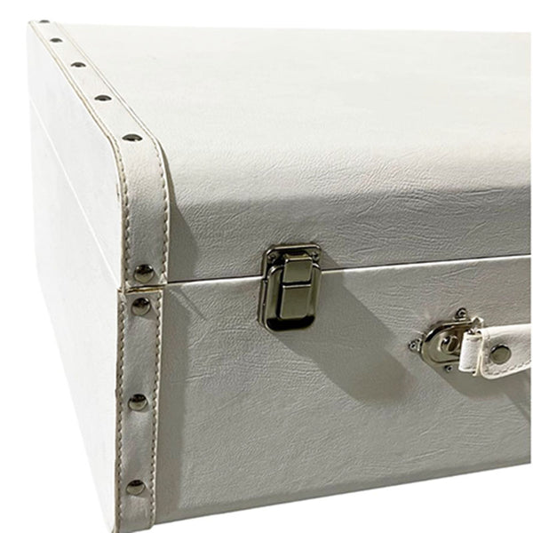 Suitcase Set White Leather