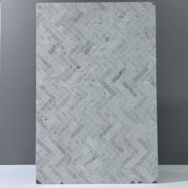 White Marble Herringbone