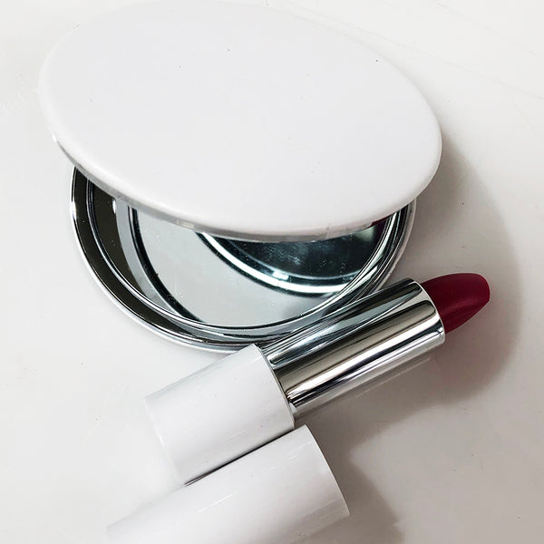 Lipstick & Compact Set White Leather